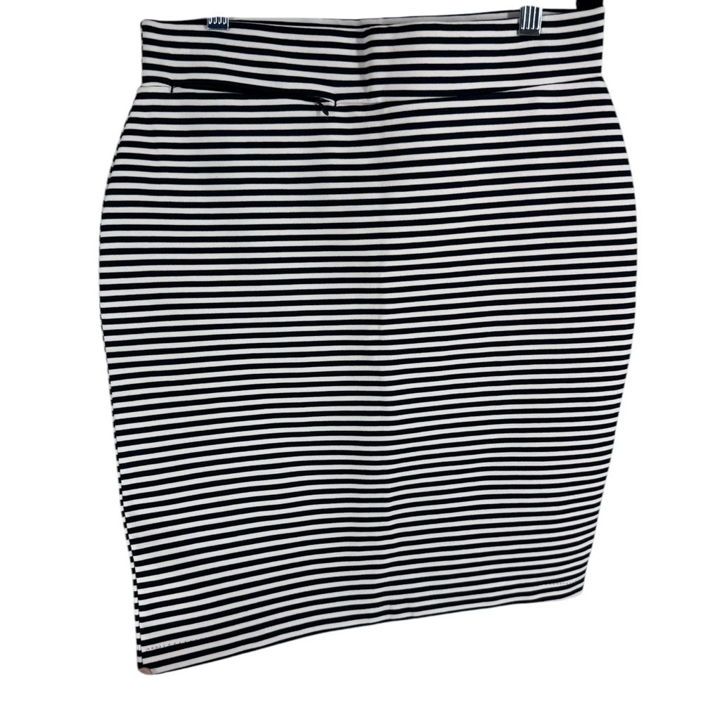 Toad & Co | Black & White Striped Pencil Skirt Tencel Lyocell Blend